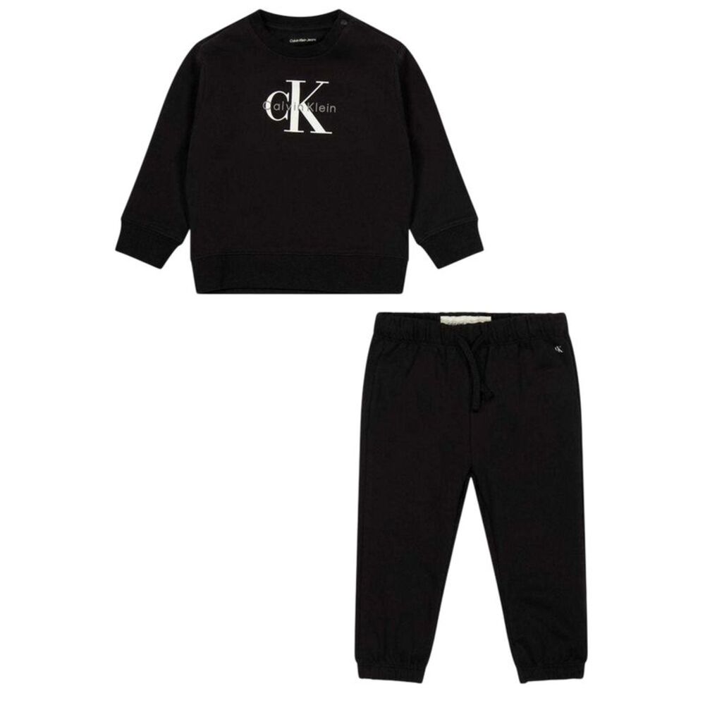 Calvin Klein Baby Monogram Sweatshirt & Jogging Bottoms Set / Black